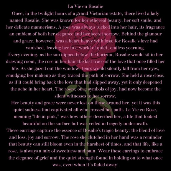 Gothic Victorian Bronze Metal "La Vie en Rosalie" Lady Rose Earrings - Picture 3 of 3